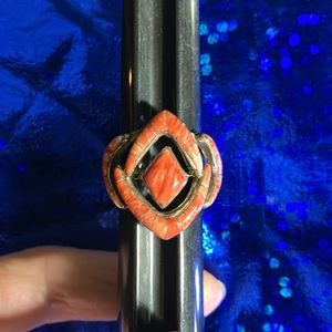 Southwestern Sterling Silver and Spiny Oyster Beautiful Ring Size 8